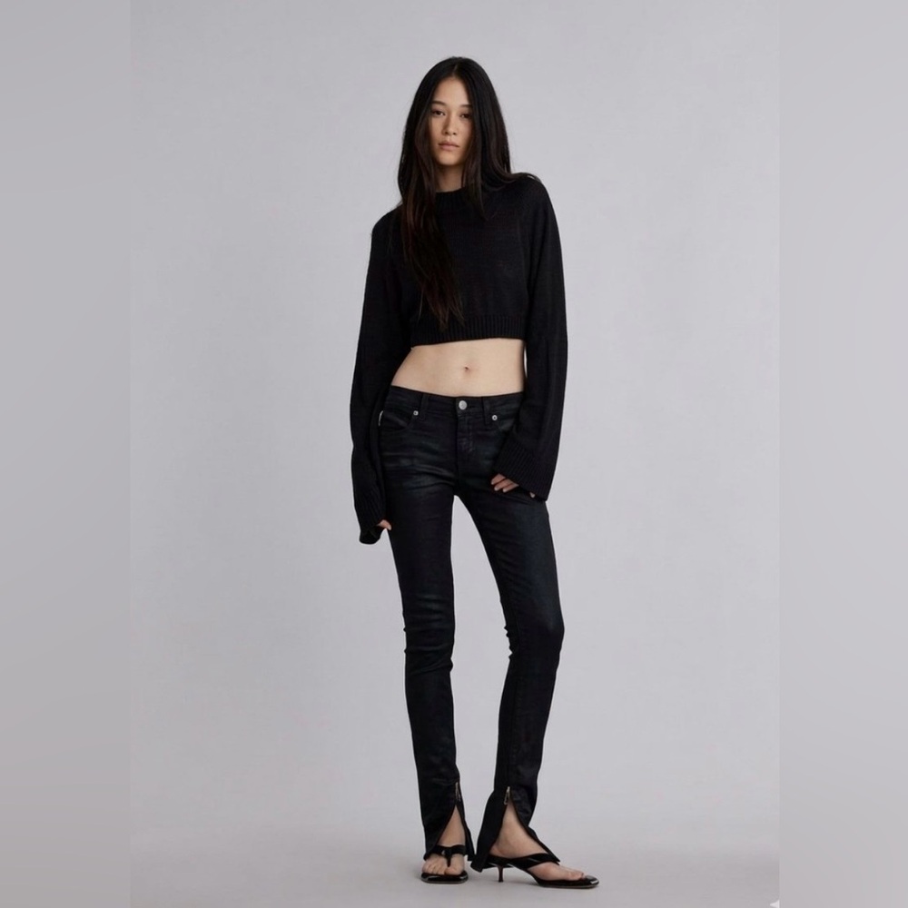 All Saints Black Cropped  Sweater  Wool Alpaca Blend NWT
